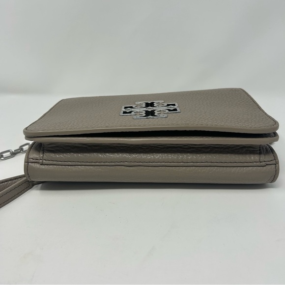 Tory Burch Britten Combo Crossbody Shoulder Bag Taupe Leather Silver‎ Hardware - Picture 6 of 14